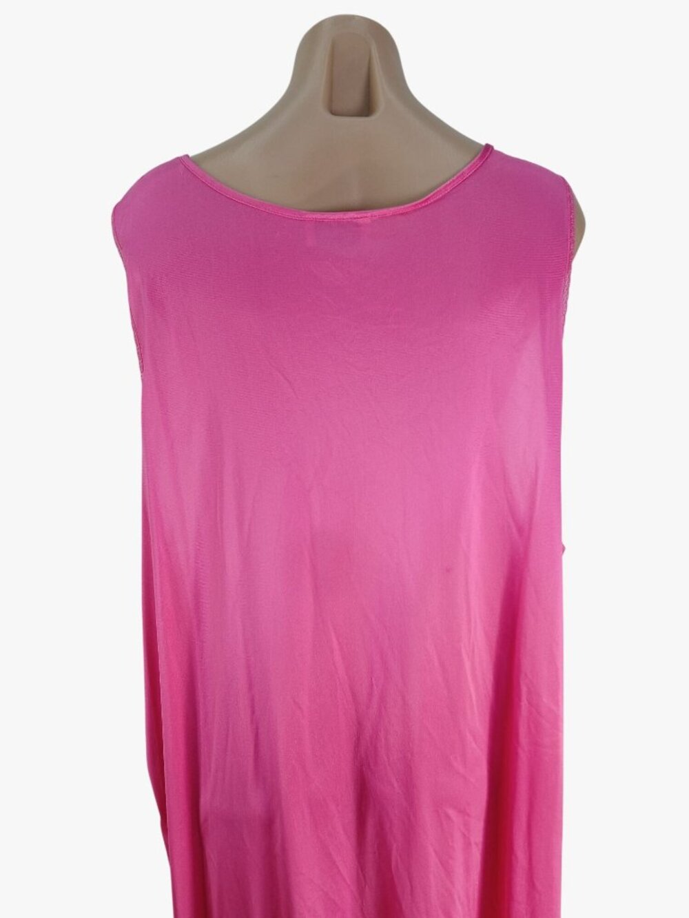 Vintage Vanity Fair Bright Pink Sleeveless Nightgown Size XXXL Lace Bodice Bow - Picture 7 of 10